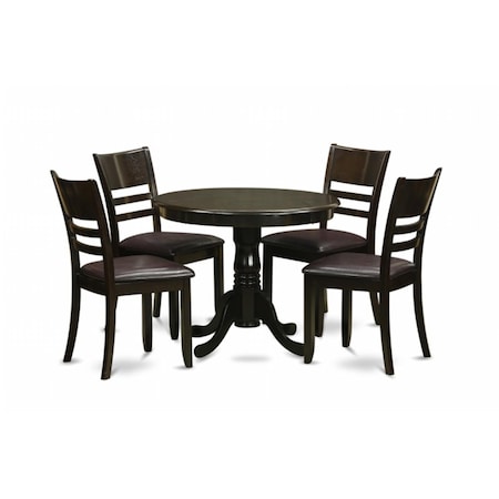 East West Furniture 5 Piece Kitchen Table Set-Round Kitchen Table Plus 4 Dinette Chairs ANLY5-CAP-LC